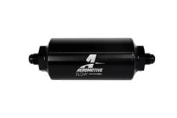 Aeromotive Filter In-Line 40-Micron Stainless Mesh Element AN-06 Male Bright-Dip Black 2" OD 