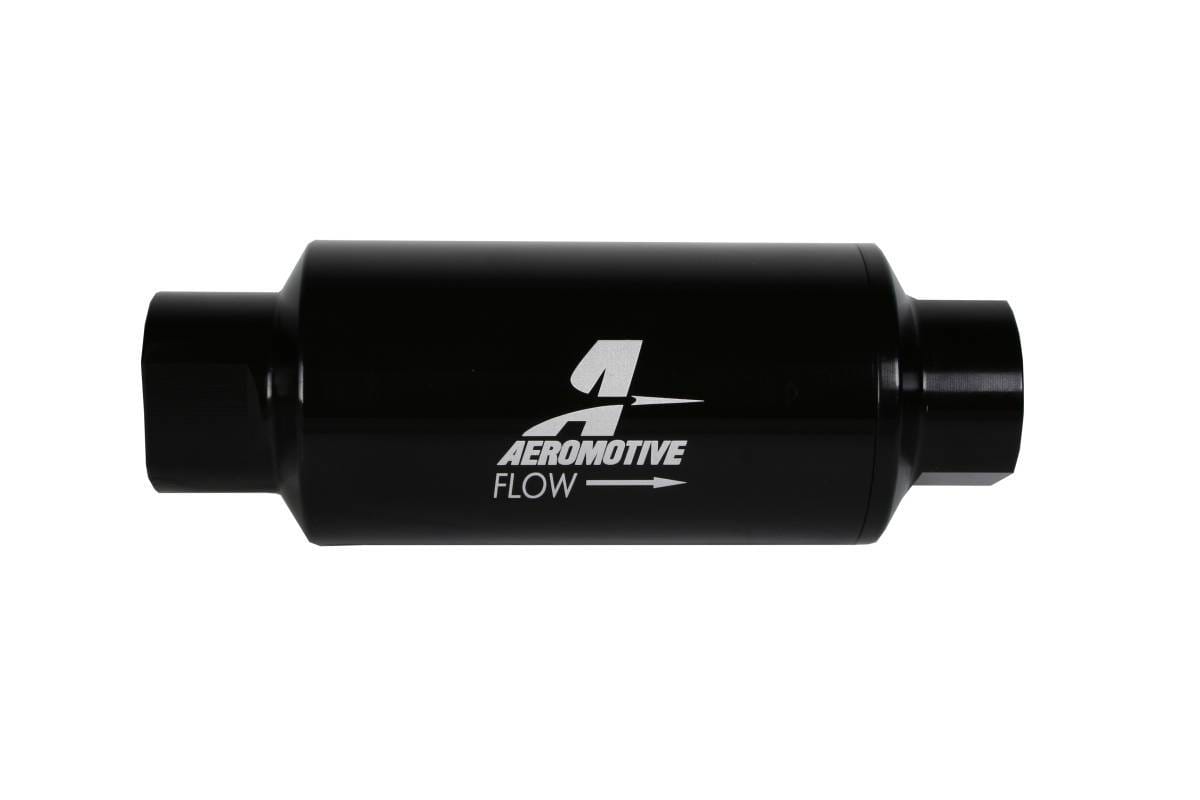 Aeromotive Filter In-Line 10-Micron Microglass Element ORB-10 Port Bright-Dip Black 2" OD