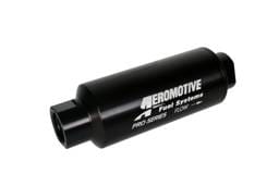 Aeromotive Filter In-Line 10-Micron Fabric Element ORB-12 Port Black Hardcoat Pro-Series 2-1/2" OD
