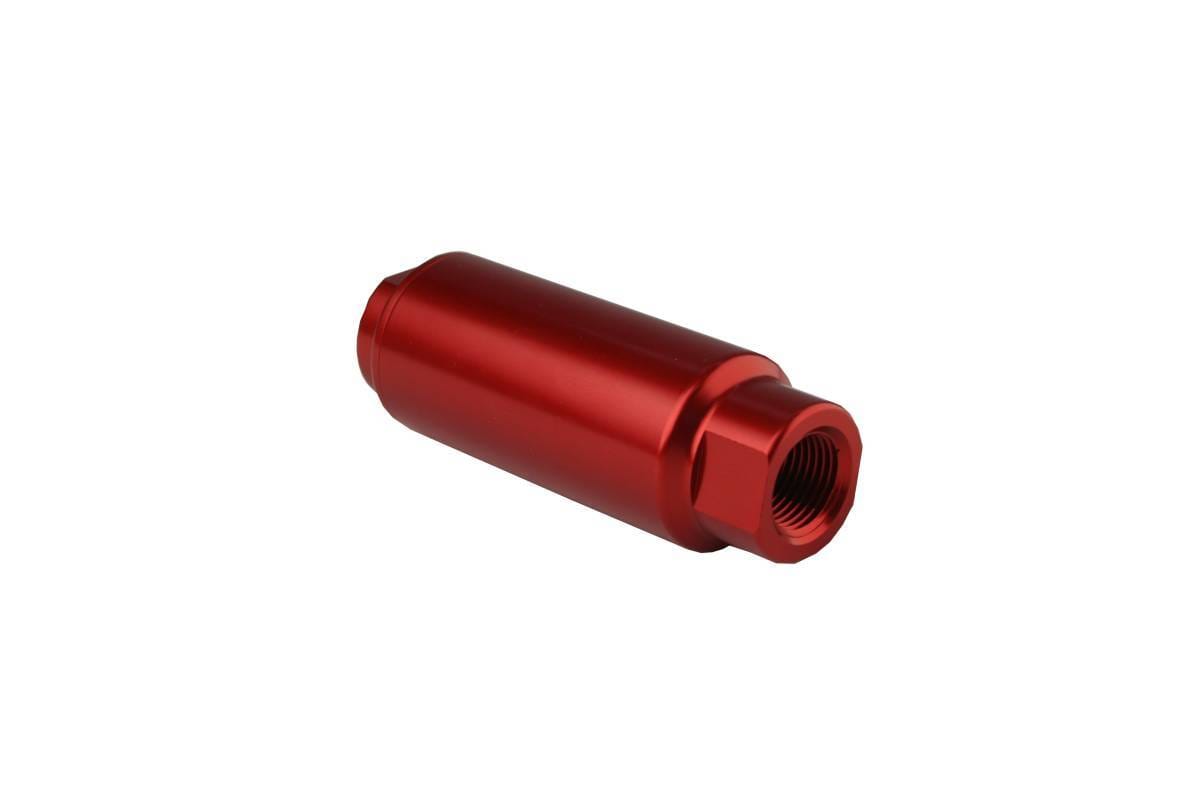 Aeromotive Filter In-Line 100-Micron Stainless Mesh Element 3/8" NPT Port Bright-Dip Red SS Series 1-1/4" OD thumbnail 2