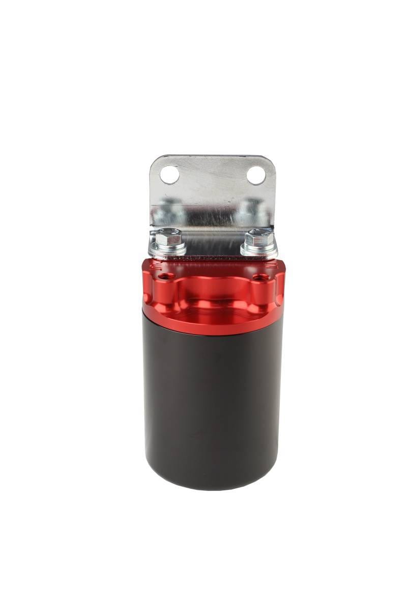 Aeromotive Filter Canister 100-Micron Stainless Mesh Element  3/8" NPT Port Bright-Dip Red Top / Black Cup SS Series thumbnail 2