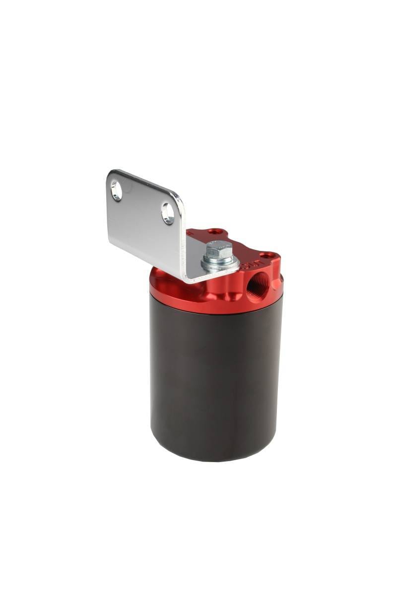 Aeromotive Filter Canister 100-Micron Stainless Mesh Element  3/8" NPT Port Bright-Dip Red Top / Black Cup SS Series thumbnail 4
