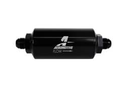 Aeromotive Filter In-Line 40-Micron Stainless Mesh Element AN-08 Male Bright-Dip Black 2" OD