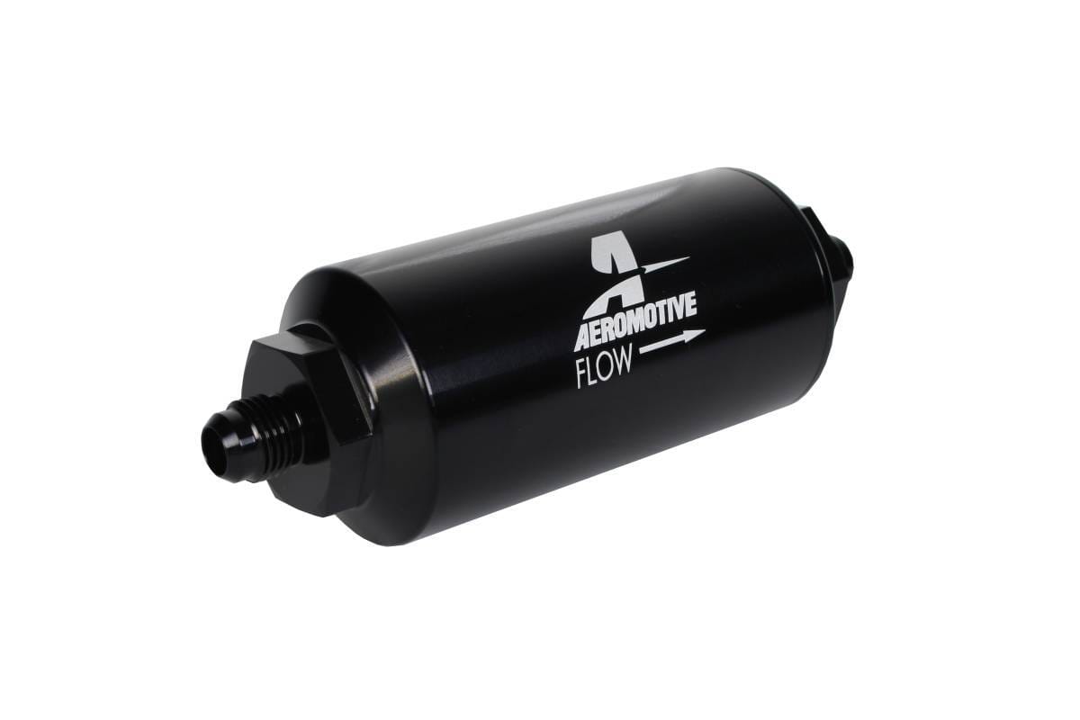 Aeromotive Filter In-Line 238-Micron Stainless Mesh Element AN-06 Male Bright-Dip Black 2" OD thumbnail 2