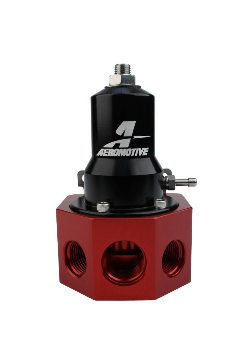 Aeromotive Extreme Flow EFI Regulator For Belt/Hex Driven Fuel Pumps - Black Anodized W/ Red Base  thumbnail 2