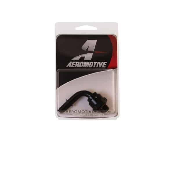 Aeromotive Fitting AN-06 ORB Male 90-Deg Swivel 3/8 Male Quick Connect Port Adapter to Convert ORB-06 port to 3/8" Male Quick Connect utilizing 90-deg High-Flow Swivel Design - 15135 thumbnail 3