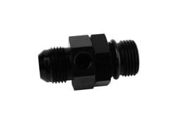 Aeromotive ORB-12 to AN-12 male flare In-line Gauge Adapter 1/8" NPT gauge port clockable gauge orientation with jamb-nut - 15742