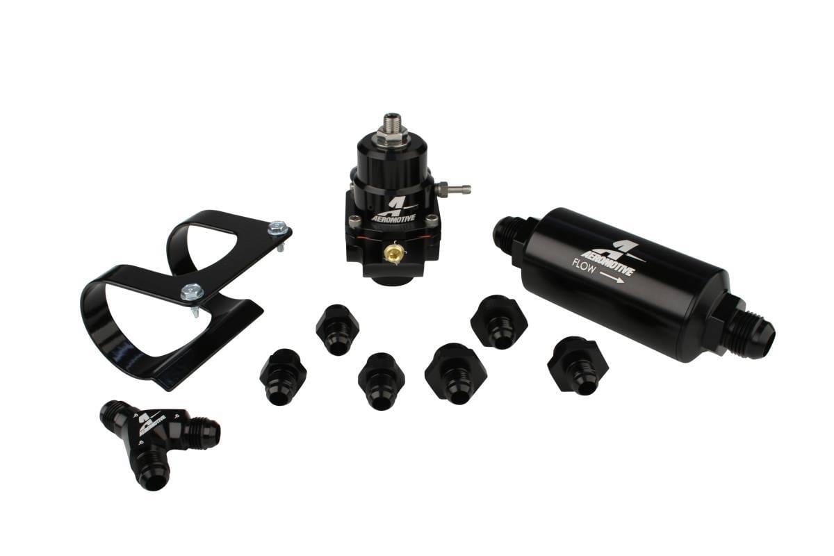 Aeromotive System Fuel Stealth EFI Dual Rail (Regulator Filter Filter Bracket Gauge Y-Block Fittings) - 17350