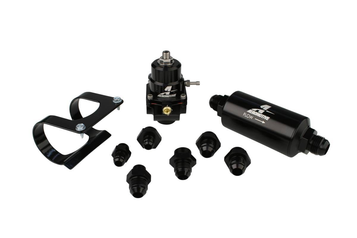 Aeromotive System Fuel Stealth Bypass Carb (Regulator Filter Filter Bracket Gauge Fittings) - 17256