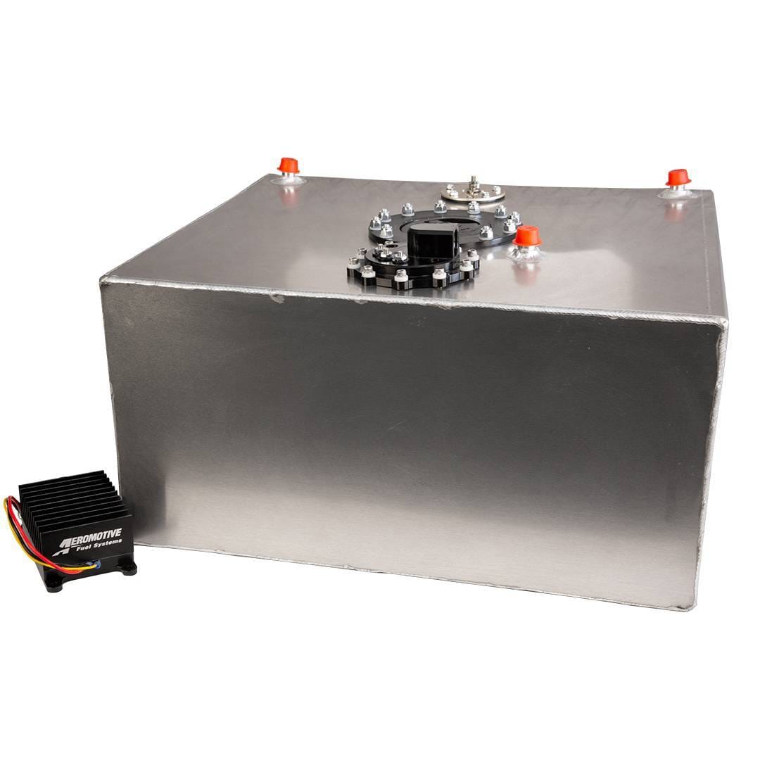 Aeromotive Stealth 15-Gallon Fuel Cell with Integrated 3.5 GPM Variable Speed Brushless Fuel Pump - 90 Degree Outlet (Includes Pre-Pump Fuel Filter)