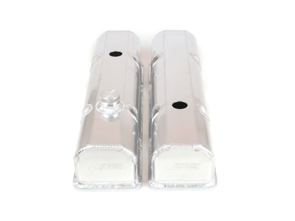 Canton Chevy SBC Laser Cut Rail Aluminum Valve Covers with Fill/PCV Ports thumbnail 2