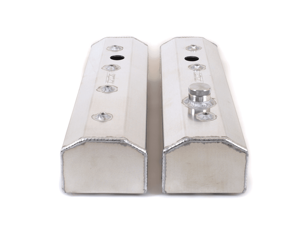 Canton Chevy SBC Fabricated Aluminum Tall Valve Covers W/ Fill & PCV thumbnail 3