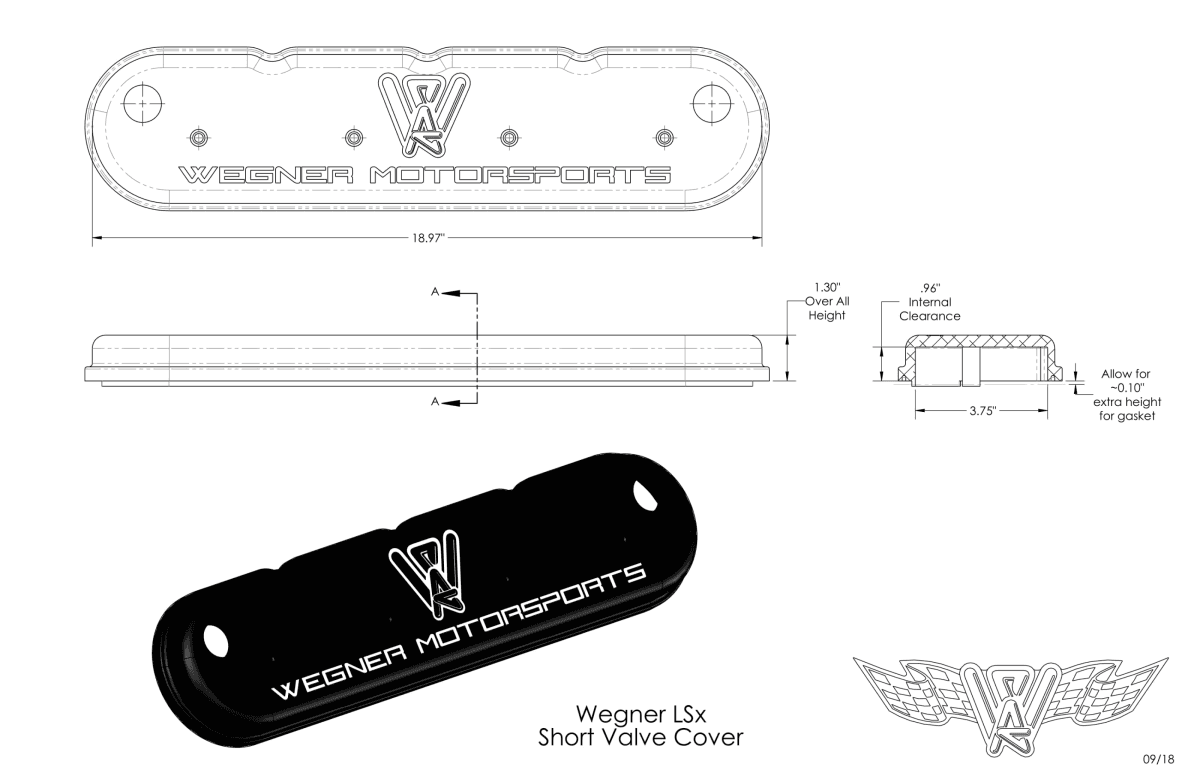 Wegner LS Billet Aluminum Short Valve Covers - Black thumbnail 3