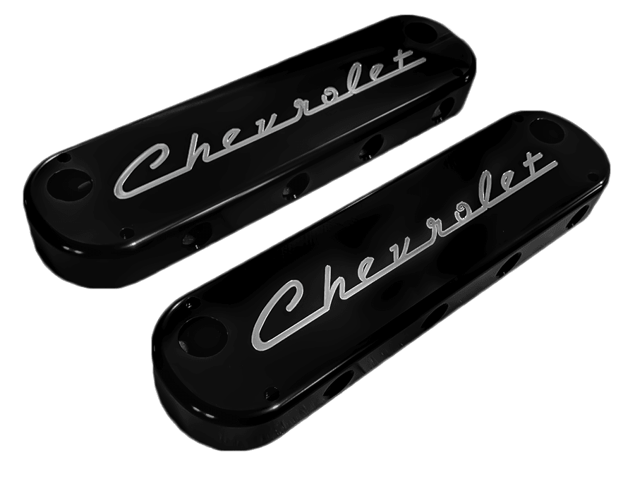 Wegner LS Billet Aluminum Rounded Classic Style Valve Covers W/ Coil Cover - Black