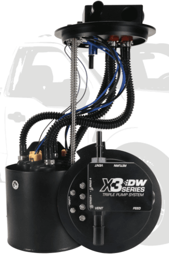 X3 Series F-150 Coyote 2015+ Triple Fuel Pump Module W/ 3 DW400 Fuel Pumps & PFTE Plumbing Kit  thumbnail 2