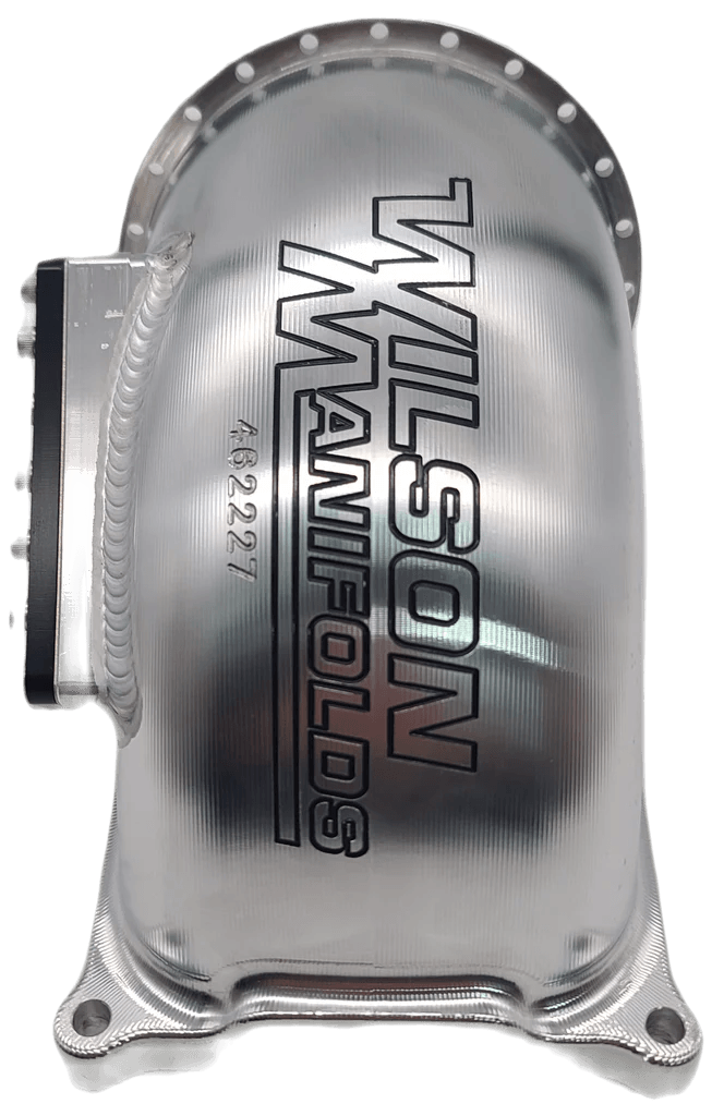 Wilson Manifolds 123MM 4500 Billet Elbow V-Band With 1 Burst Panel - Silver Machined Finish thumbnail 2