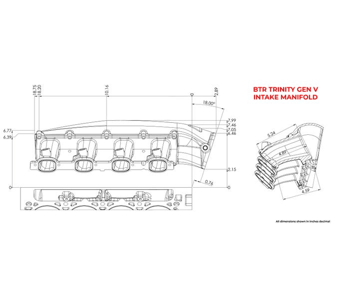 BTR Gen V LT Trinity Cast Aluminum Intake Manifold CNC Runner W/O Injector Holes - Natural Finish thumbnail 4