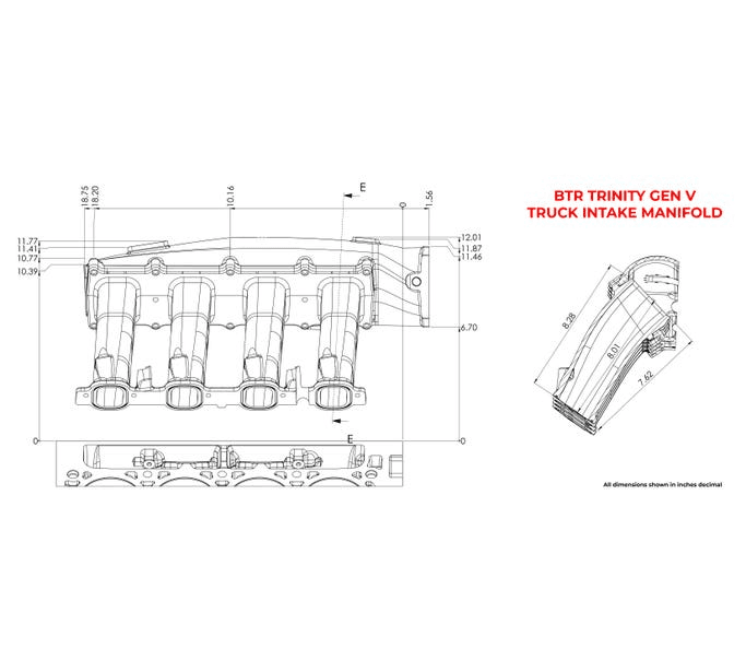 BTR LT Truck Trinity Cast Aluminum Intake Manifold W/O Injector Holes - Black Finish thumbnail 4