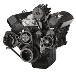 CVF Chevy Big Block Gen IV Serpentine Conversion Kit with AC, Alternator, Power Steering Brackets For Long Water Pump - Black
