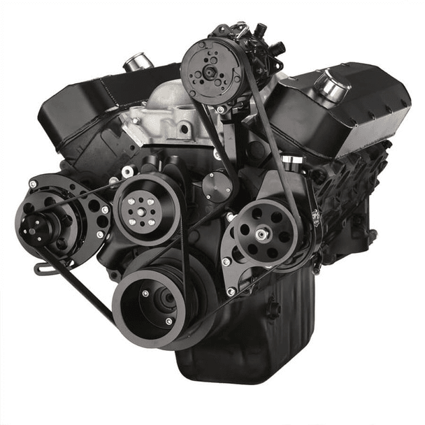 CVF Chevy Big Block Gen IV Serpentine Conversion Kit with AC, Alternator, Power Steering Brackets For Long Water Pump - Black