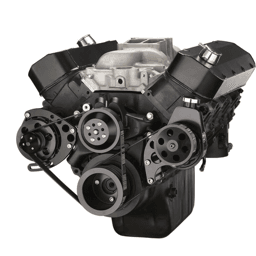CVF Chevy Big Block Gen IV Serpentine Conversion Kit with Alternator, Power Steering Brackets For Long Water Pump - Black