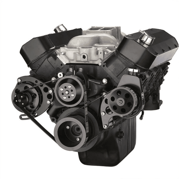 CVF Chevy Big Block Gen IV Serpentine Conversion Kit with Alternator, Power Steering Brackets For Long Water Pump - Black