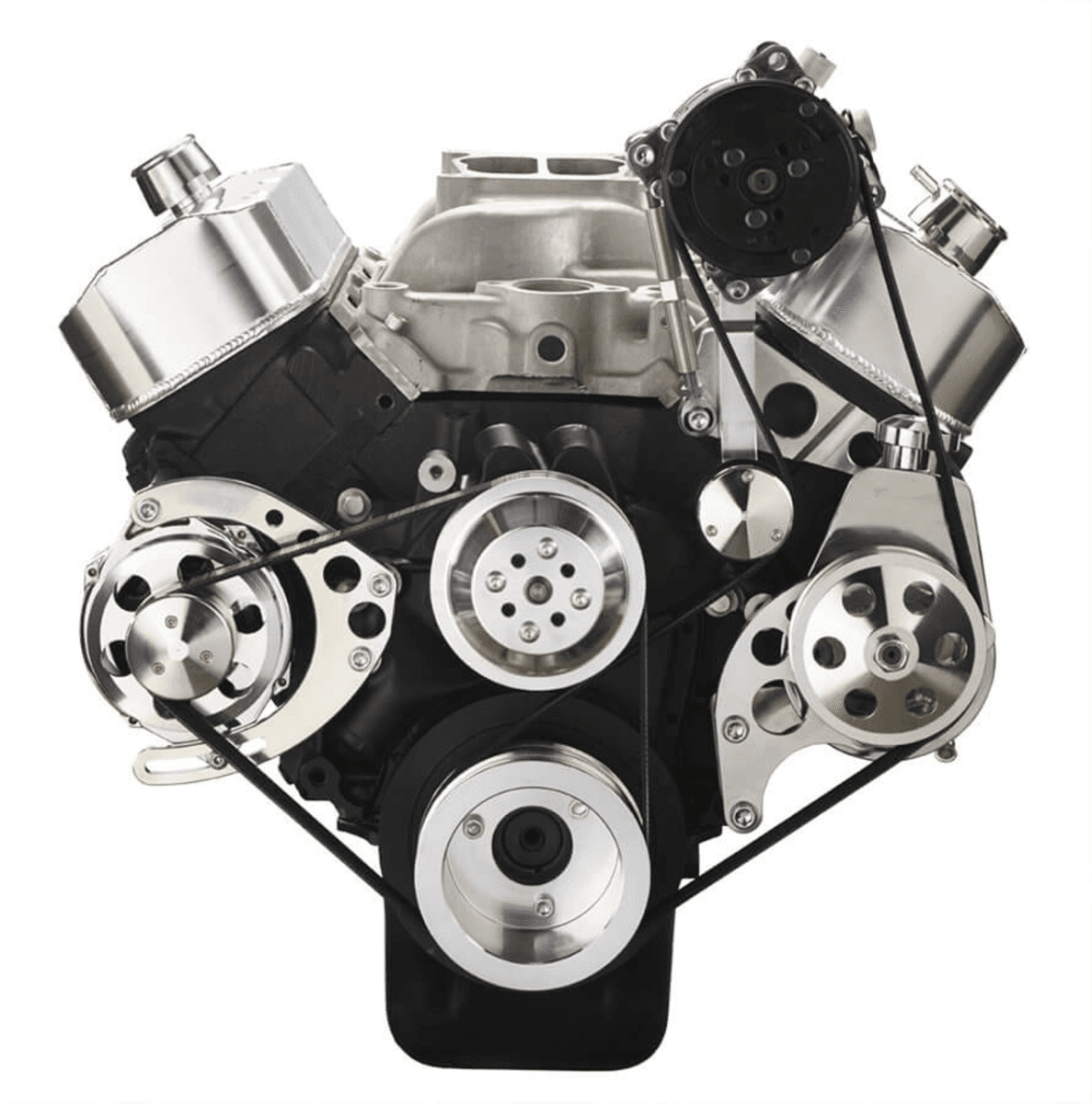 CVF Chevy Big Block Gen IV Serpentine Conversion Kit with AC, Alternator, Power Steering Brackets For Long Water Pump - Polished thumbnail 2