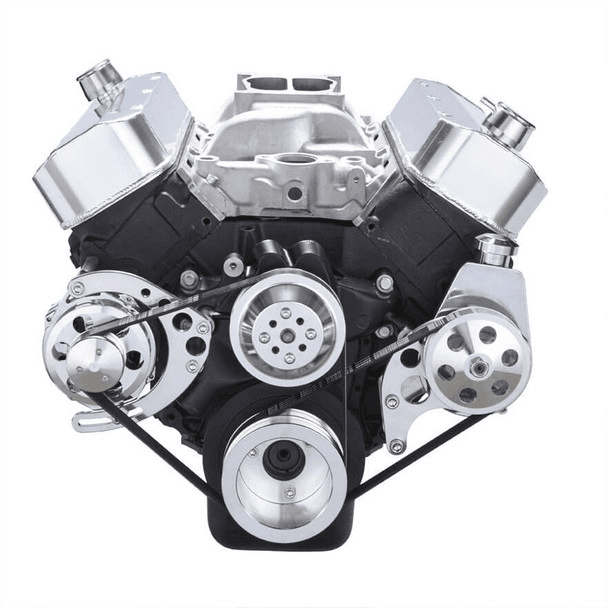 CVF Chevy Big Block Gen IV Serpentine Conversion Kit with Alternator, Power Steering Brackets For Long Water Pump - Polished thumbnail 2