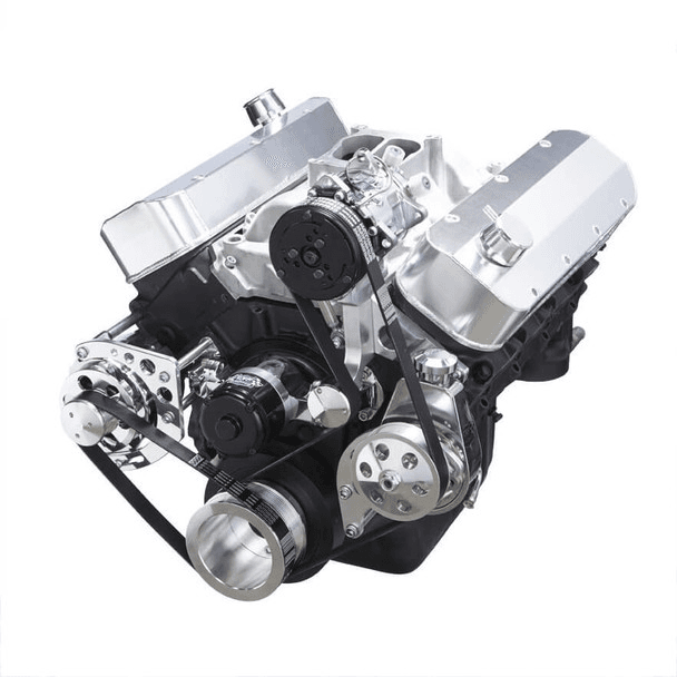 CVF Chevy Big Block Gen IV Serpentine Conversion Kit with AC, Alternator, Power Steering Brackets For Electric Water Pump - Polished