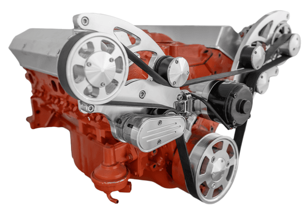 CVF Chevy Small Block Wide Mount Serpentine System with Alternator & Electric Water Pump (All Inclusive) - Polished thumbnail 3
