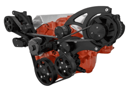 CVF Chevy Small Block Wide Mount Serpentine System with AC, Power Steering, Alternator & Electric Water Pump (All Inclusive) - Black