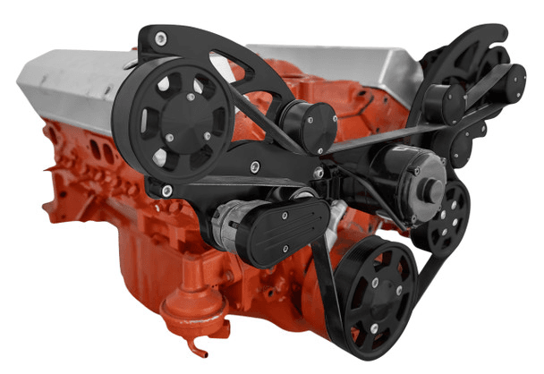 CVF Chevy Small Block Wide Mount Serpentine System with Power Steering, Alternator & Electric Water Pump (All Inclusive) - Black thumbnail 3