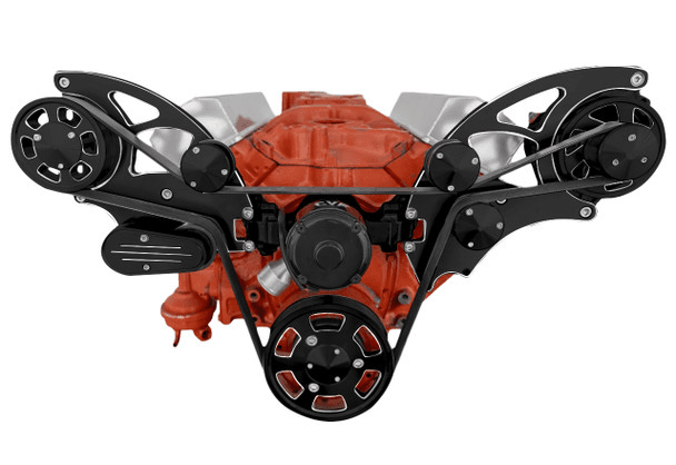 CVF Chevy Small Block Wide Mount Serpentine System with Power Steering, Alternator & Electric Water Pump (All Inclusive) - Black Diamond thumbnail 2