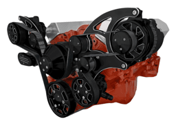 CVF Chevy Small Block Wide Mount Serpentine System with A/C & Alternator (All Inclusive) - Black Diamond