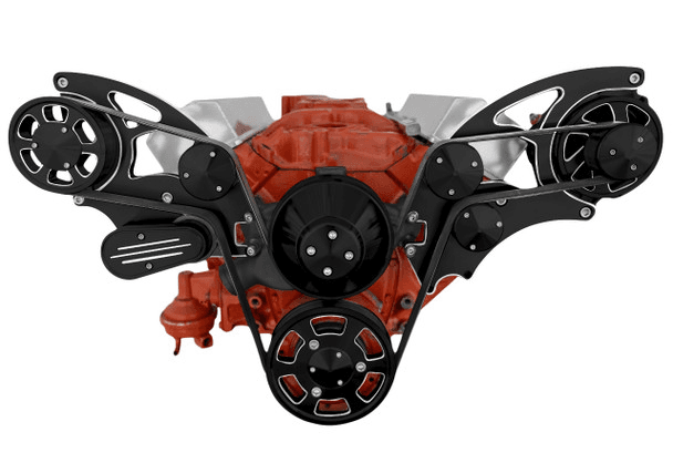 CVF Chevy Small Block Wide Mount Serpentine System with A/C & Alternator (All Inclusive) - Black Diamond thumbnail 2