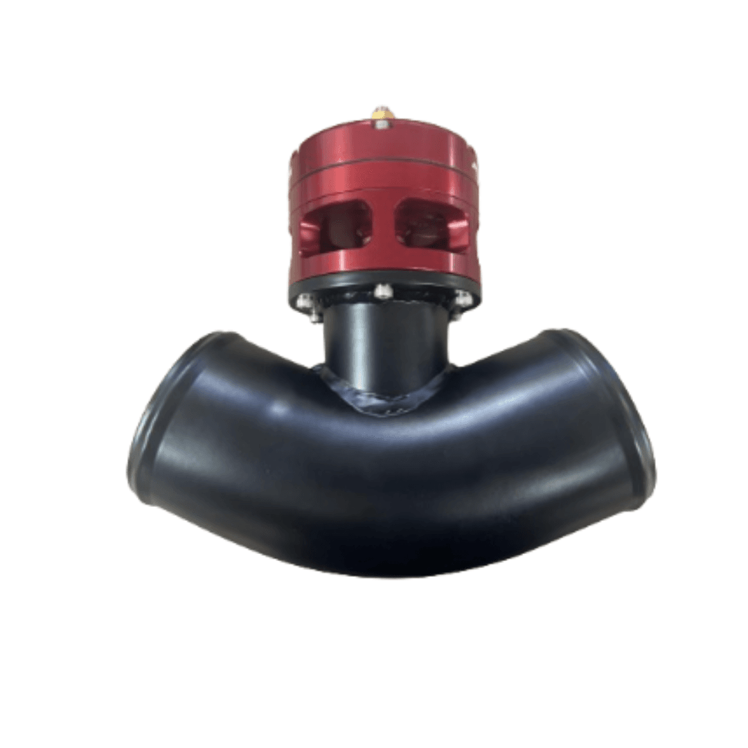 ProCharger 3.5" Curved Steel Air Tube W/ Red Open Race Valve thumbnail 2