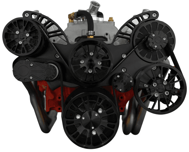 CVF Chevy Small Block CNC Billet Serpentine System with AC, Power Steering & Alternator (All Inclusive) - Black thumbnail 2