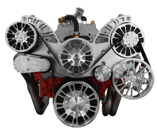 CVF Chevy Small Block CNC Billet Serpentine System with Alternator Only (All Inclusive) - Polished thumbnail 2