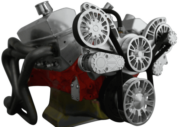CVF Chevy Small Block CNC Billet Serpentine System with Alternator Only (All Inclusive) - Polished thumbnail 3