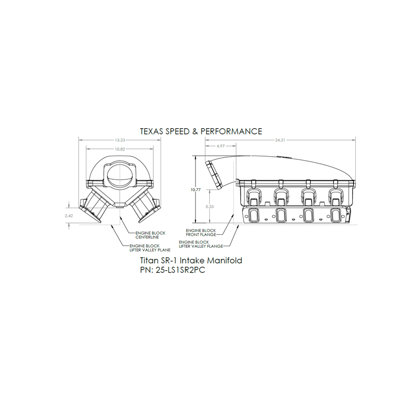 Texas Speed Titan SR-3 LS1/LS2/LS6 102mm Cast Short Runner Intake Manifold - Cathedral Port thumbnail 8
