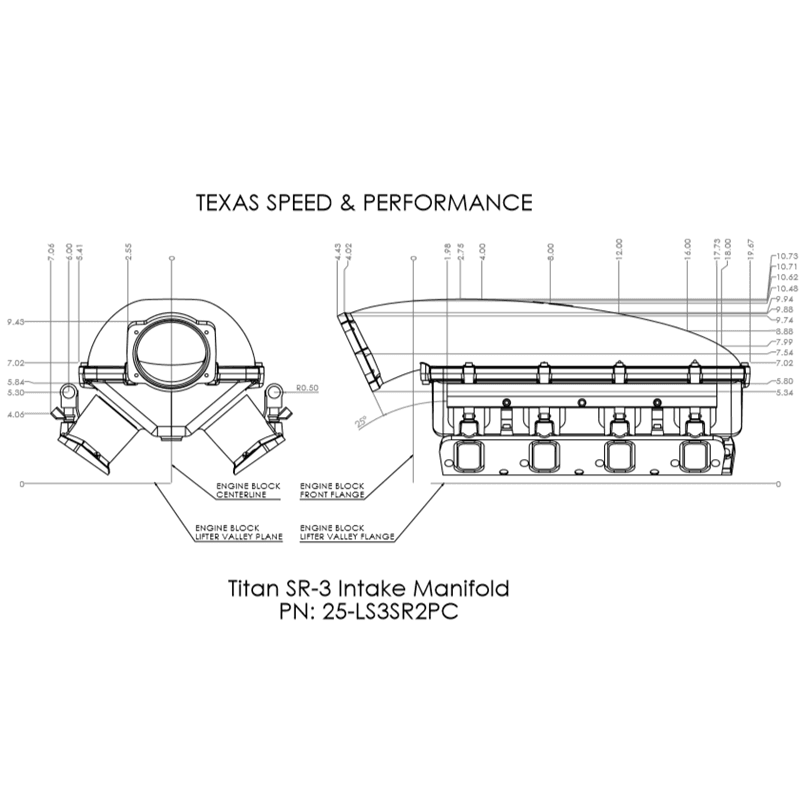 Texas Speed Titan SR-3 LS3 102mm Black Cast Short Runner Intake Manifold - Rectangle Port thumbnail 6