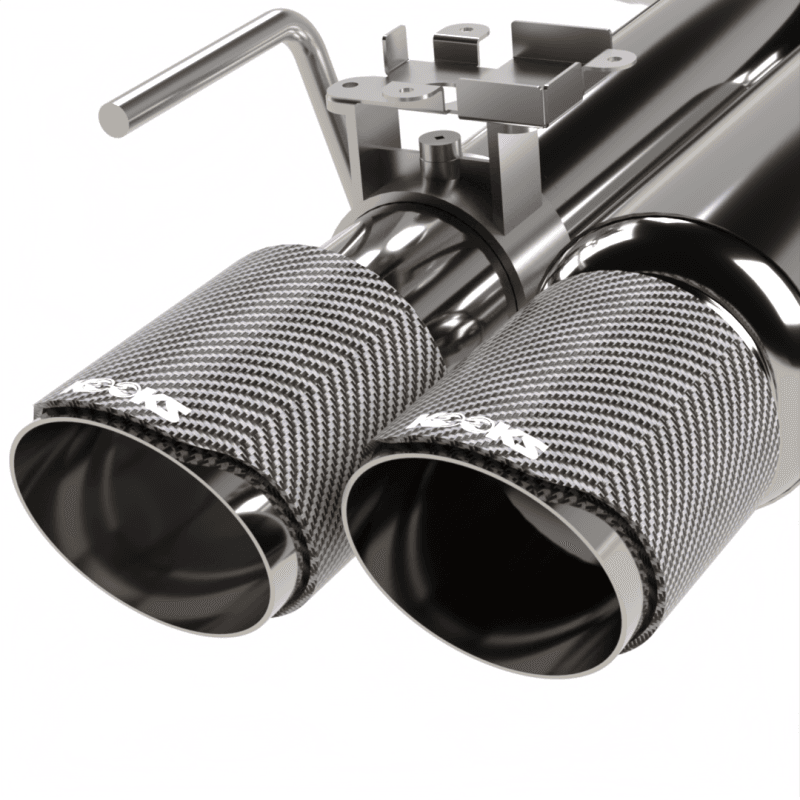 Kooks Ford Mustang 2018+ Touring Valved Quad-Exit Cat-Back w/ H-Pipe - Carbon Fiber Tips thumbnail 3