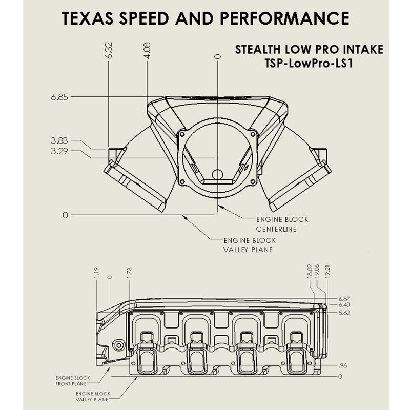 Texas Speed Low-Pro LS 103mm Black Cast Intake Manifold - Cathedral Port thumbnail 5