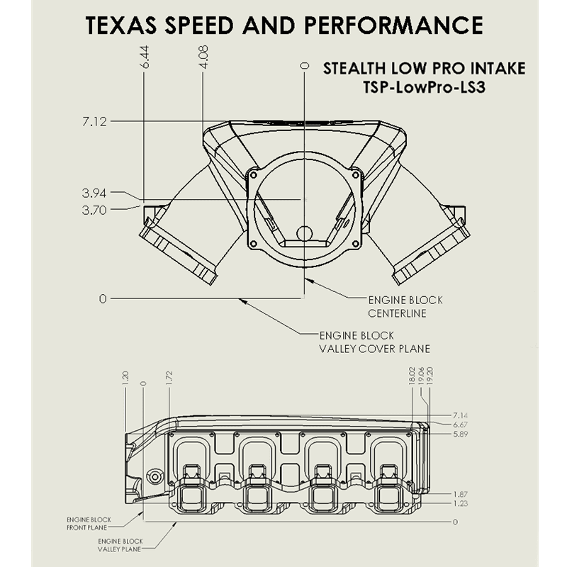 Texas Speed Low-Pro LS3 103mm Black Cast Intake Manifold - Rectangle Port thumbnail 5