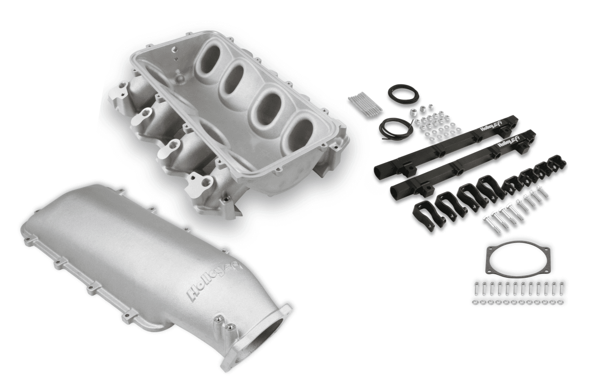 Holley Lo-Ram LS3 Intake Manifold w/ High Flow Fuel Rails - Satin (16-Injectors)