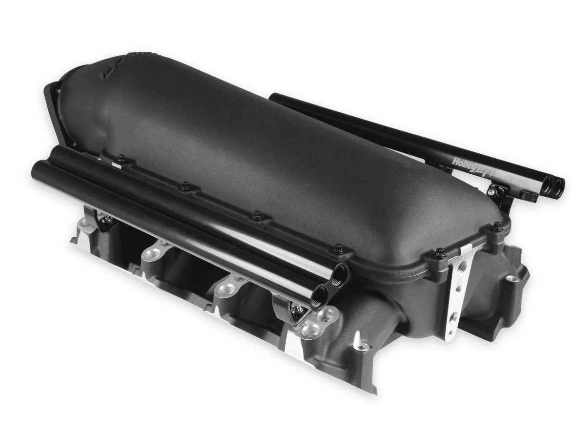 Holley Lo-Ram LS3 Intake Manifold w/ High Flow Fuel Rails - Black (16-Injectors) thumbnail 3