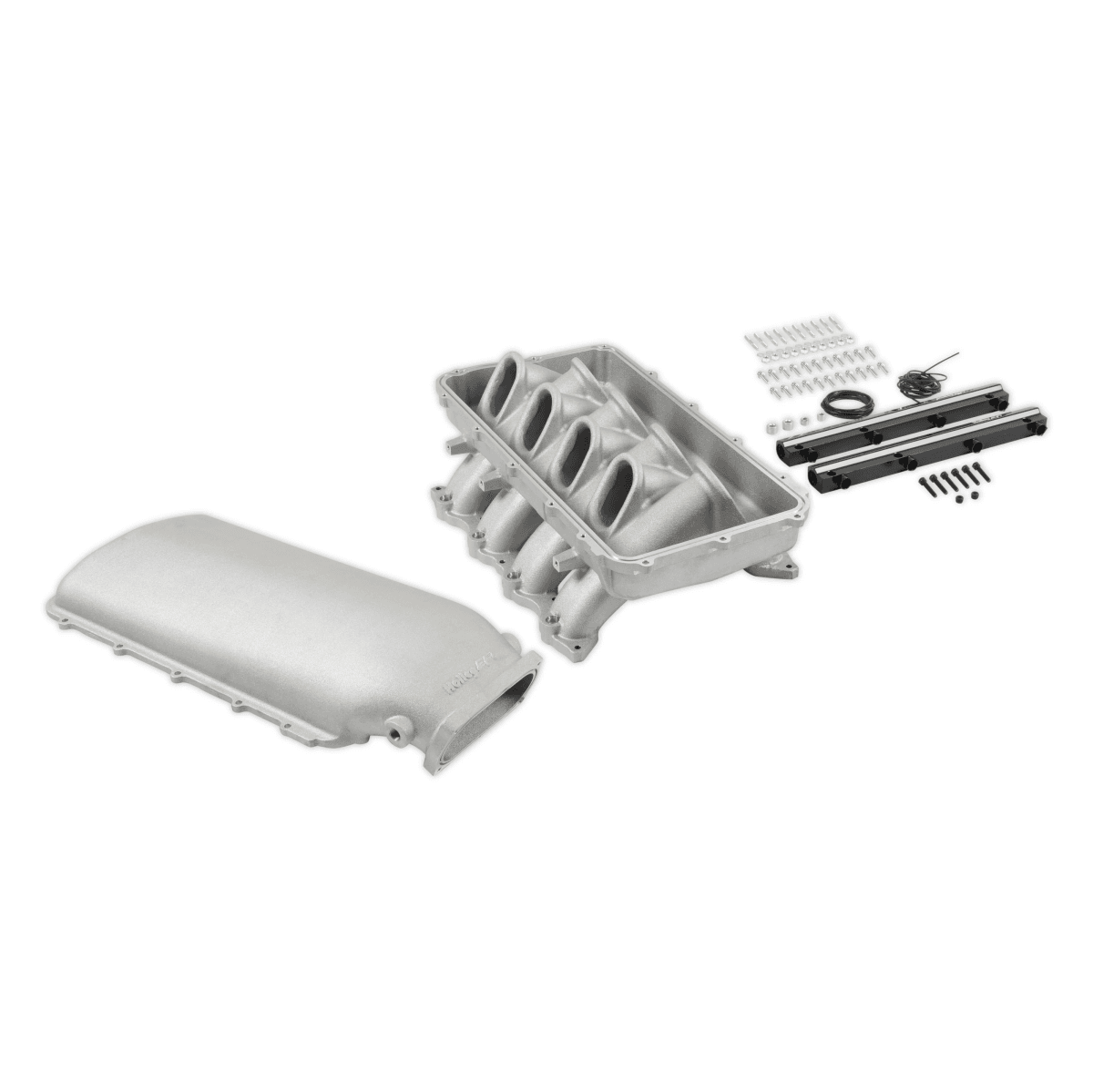 Holley Hi-Ram Coyote/Voodoo/Predator Intake Manifold w/ High Flow Fuel Rails - Satin (For 07-14 GT500 Oval Style Throttle Body) thumbnail 3