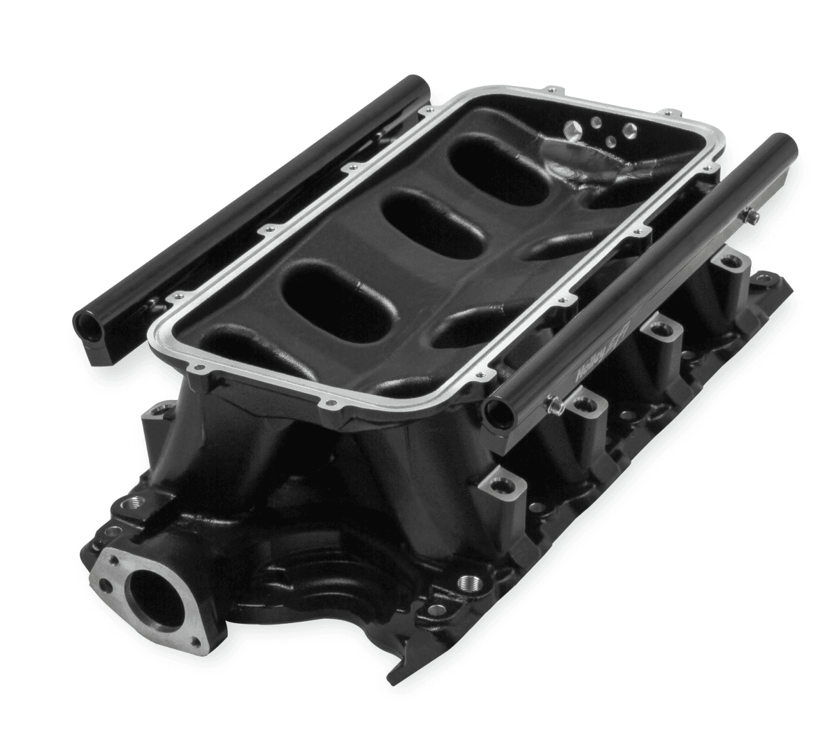 Holley Hi-Ram 351W SBF 105MM Intake Manifold w/ High Flow Fuel Rails - Black (9.5 Deck) thumbnail 4