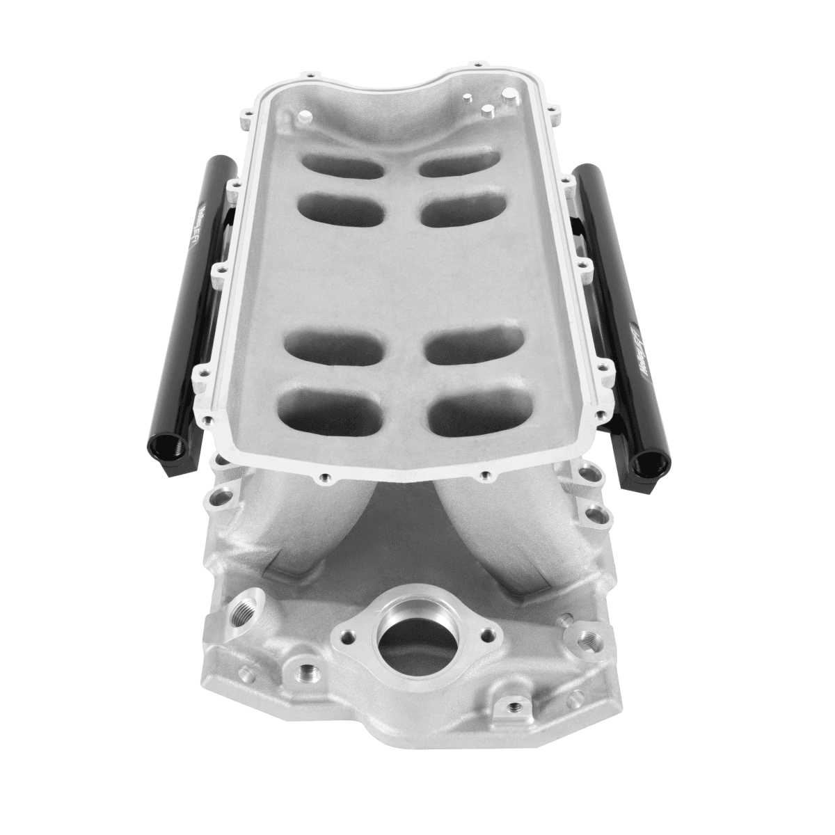Holley Hi-Ram SBC 95MM Front-Feed Intake Manifold w/ High Flow Fuel Rails - Satin thumbnail 3