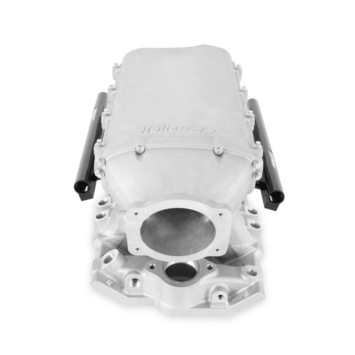 Holley Hi-Ram SBC 95MM Front-Feed Intake Manifold w/ High Flow Fuel Rails - Satin thumbnail 2